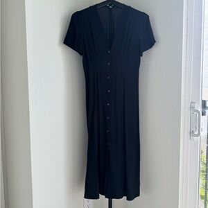 Uniqlo Blue Sheath Midi Dress with Flutter Sleeves